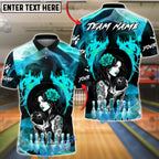 BlueJose Bowling & Pins Sexy Gothic Woman Flame Rose Customized Name, Team Name 3D Shirt (4 Colors)