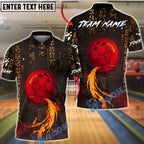 BlueJose Bowling & Pins Flaming Phoenix Fire Trail Mystic Style Customized Name, Team Name 3D Shirt (4 Colors)