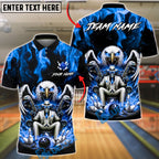 BlueJose Bowling & Pins Mafia Skull Eagle Style  Customized Name, Team Name 3D Shirt (4 Colors)