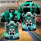 BlueJose Bowling & Pins Mafia Skull Eagle Style  Customized Name, Team Name 3D Shirt (4 Colors)