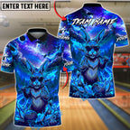 BlueJose Bowling & Pins Fire Rebel Bunny Galaxy Customized Name, Team Name 3D Shirt (4 Colors)