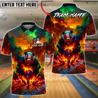 BlueJose Bowling & Pins Fire Panda Apocalypse Strike Design Customized Name, Team Name 3D Shirt (4 Colors)