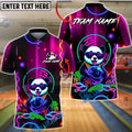 BlueJose Bowling & Pins Neon Panda Money Style Customized Name, Team Name 3D Shirt (4 Colors)