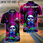 BlueJose Bowling & Pins Neon Panda Money Style Customized Name, Team Name 3D Shirt (4 Colors)