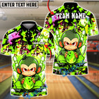 BlueJose Bowling & Pins Graffiti Monkey Fire Ball Street Art Customized Name, Team Name 3D Shirt (4 Colors)