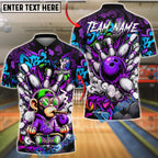 BlueJose Bowling And Pins Graffiti Monkey Street Art Explosion Customized Name, Team Name 3D Shirt (6 Colors)