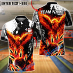 BlueJose Bowling & Pins Phoenix Fire Strike Customized Name, Team Name 3D Shirt (4 Colors)