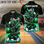 BlueJose Bowling And Pins Samurai Design Customized Name, Team Name 3D Shirt (4 Colors)