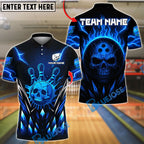 BlueJose Bowling And Pins Ice Neon Skull Vibes Design Customized Name, Team Name 3D Shirt (4 Colors)