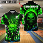 BlueJose Bowling And Pins Ice Neon Skull Vibes Design Customized Name, Team Name 3D Shirt (4 Colors)