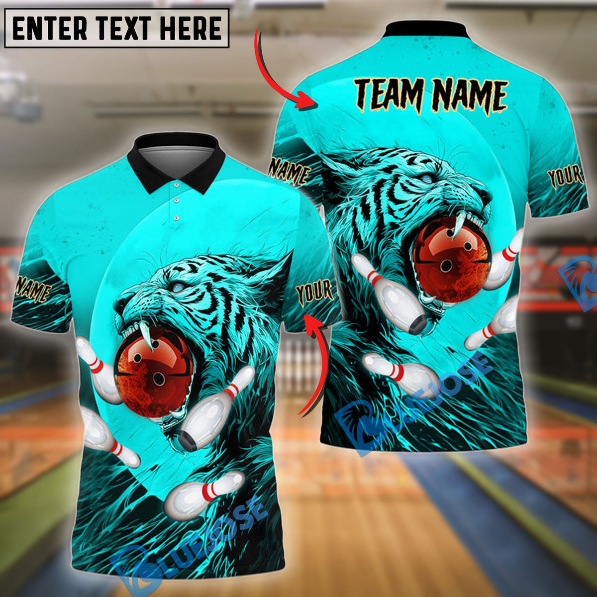 BlueJose Bowling And Pins Tiger Customized Name 3D Shirt (4 Colors)