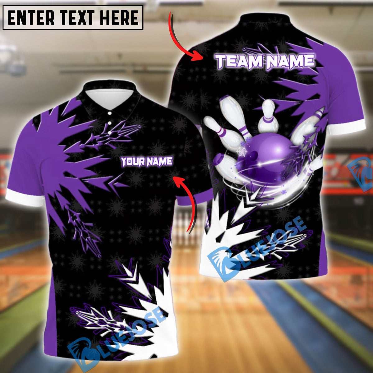 BlueJose Bowling And Pins Rolling Impact Customized Name, Team Name 3D Shirt (4 Colors)