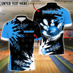 BlueJose Bowling And Pins Rolling Impact Customized Name, Team Name 3D Shirt (4 Colors)