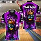 BlueJose Bowling And Pins King Flame Ball Design Customized Name, Team Name 3D Shirt (4 Colors)