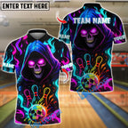 BlueJose Bowling Grim Reaper Neon Flame Ver 2 Personalized Name, Team Name 3D Shirt