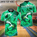 BlueJose Bowling And Pins Storm Shark Design Customized Name, Team Name 3D Shirt (4 Colors)