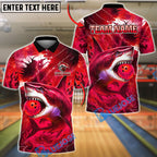 BlueJose Bowling And Pins Storm Shark Design Customized Name, Team Name 3D Shirt (4 Colors)