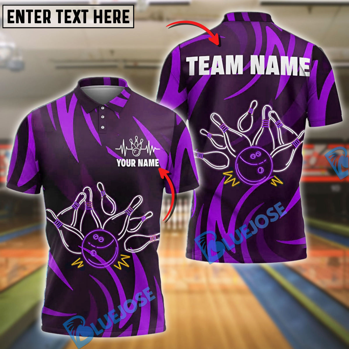 BlueJose Bowling Neon Explosion Customized Name, Team Name 3D Shirt (4 Colors)