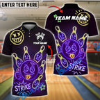 BlueJose Bowling Neon Bowling Ball Strike Funny Customized Name, Team Name 3D Shirt (4 Colors)