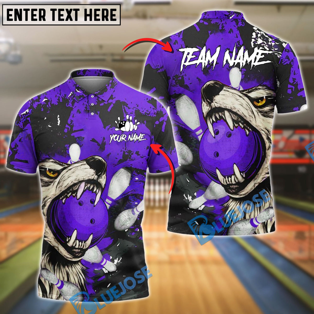 BlueJose Bowling Wolf Strike Customized Name, Team Name 3D Shirt (4 Colors)