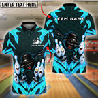 BlueJose Bowling And Pins  Dabbing Ball Fire Flames Style Customized Name, Team Name 3D Shirt (4 Colors)