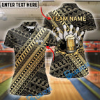 BlueJose Bowling Yellow and Black Tribal Pattern Bowling and Beer Customized Name, Team Name 3D Shirt