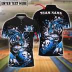 BlueJose Bowling Tiger Fierce Animal Design Customized Name, Team Name 3D Shirt (4 Colors)