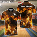 BlueJose Bowling And Pins Gorilla Flame Customized Name, Team Name 3D Shirt (4 Colors)