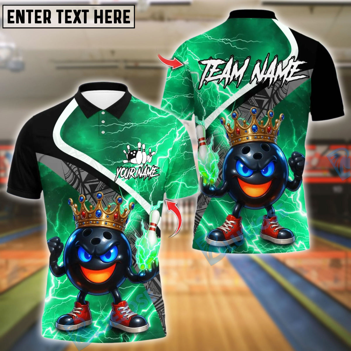 BlueJose Bowling And Pins King Thunder Breaker Customized Name, Team Name 3D Shirt (4 Colors)