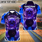 BlueJose Bowling And Pins Electric Skull Customized Name, Team Name 3D Shirt (4 Colors)