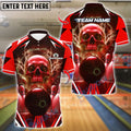 BlueJose Bowling And Pins Electric Skull Customized Name, Team Name 3D Shirt (4 Colors)