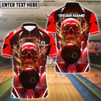 BlueJose Bowling And Pins Electric Skull Customized Name, Team Name 3D Shirt (4 Colors)