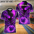 BlueJose Bowling And Pins Flame Skull Customized Name, Team Name 3D Shirt (4 Colors)