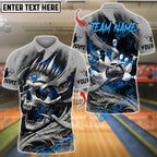 BlueJose Bowling And Pins Skull King Customized Name 3D Shirt (6 Colors)