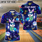 BlueJose Bowling And Pins Bunny Street Style Graffiti Design Customized Name, Team Name 3D Shirt (4 Colors)