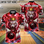 BlueJose Bowling And Pins Thunder Lightning Tiger King Customized Name, Team Name 3D Shirt (4 Colors)