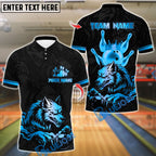 BlueJose Bowling And Pins Wolf Strike Gold Fury Customized Name, Team Name 3D Shirt (4 Colors)