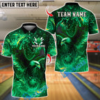 BlueJose Bowling And Pins Flame Eagle Design Customized Name, Team Name 3D Shirt (4 Colors)