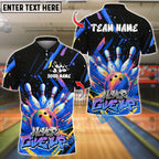 BlueJose Bowling And Pins Graffiti Splash Paint Never Give Up Customized Name, Team Name 3D Shirt (4 Colors)