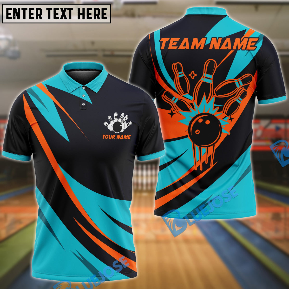 BlueJose Bowling And Pins Retro 2 Customized Name, Team Name 3D Shirt (4 Colors)