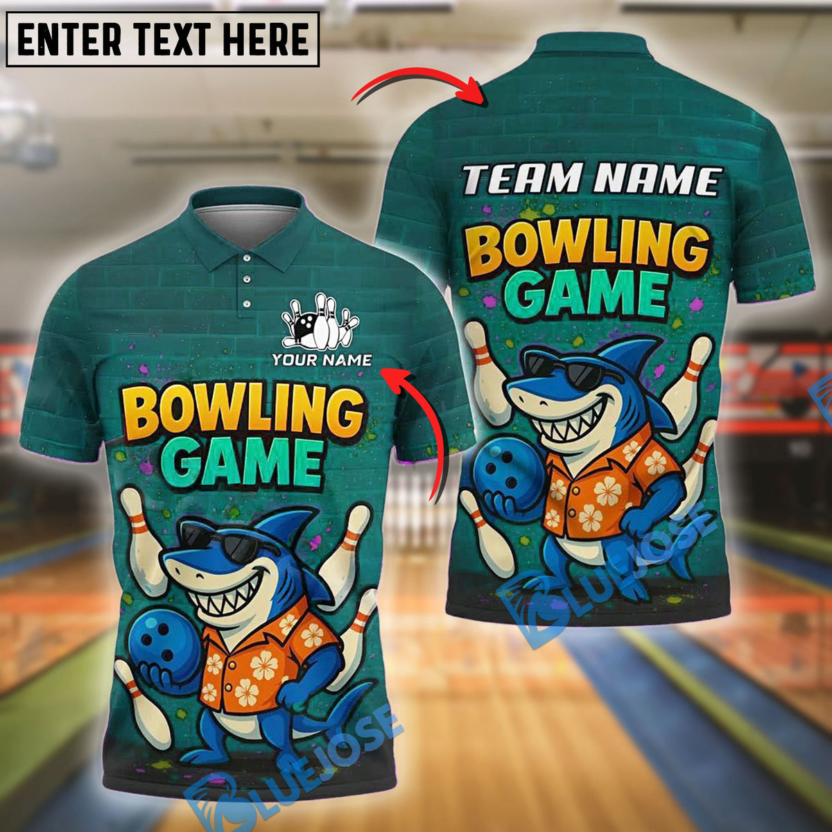 BlueJose Shark Bowling Chill Customized Name, Team Name 3D Shirt (4 Colors)