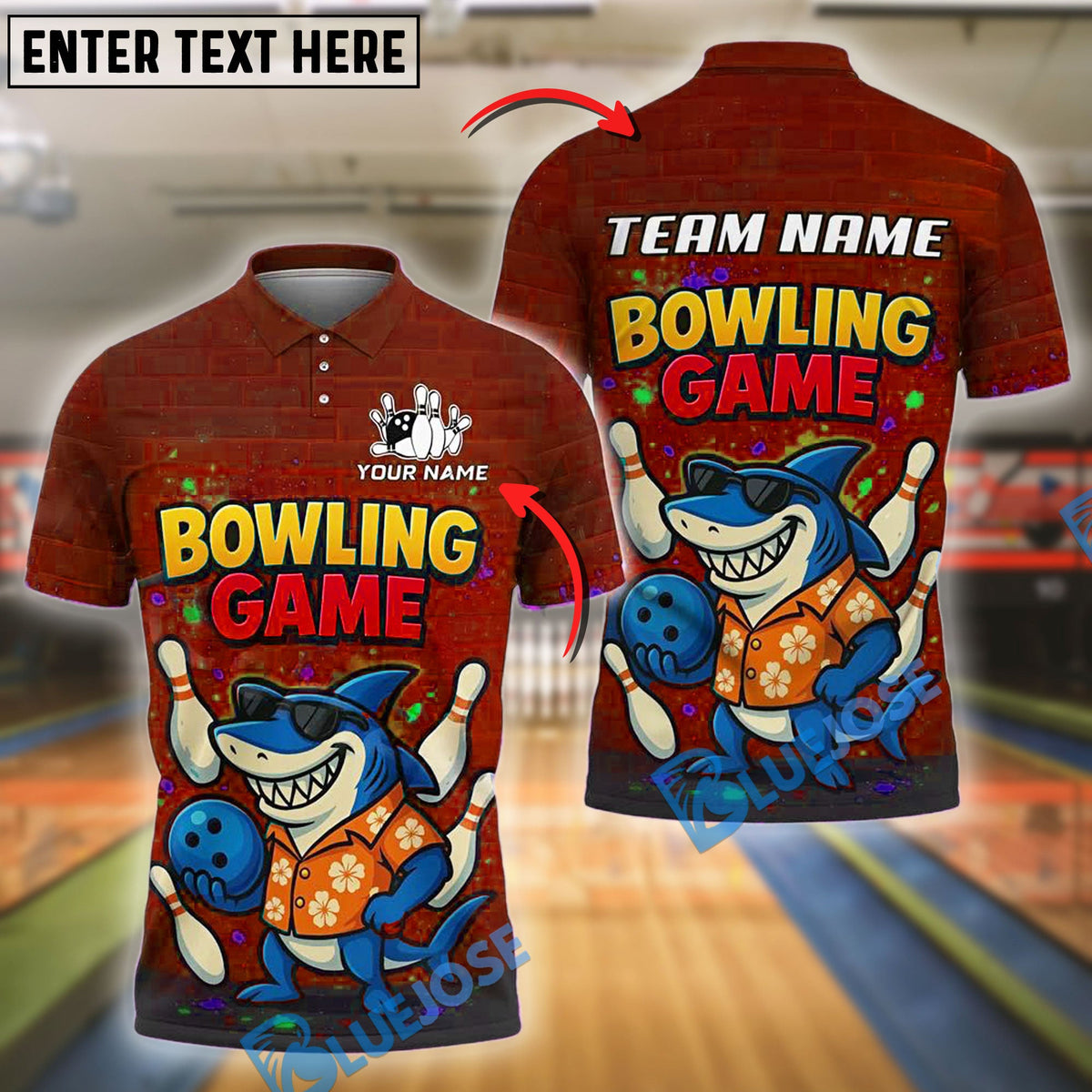 BlueJose Shark Bowling Chill Customized Name, Team Name 3D Shirt (4 Colors)
