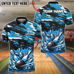BlueJose Bowling And Pins Paint Impact Customized Name, Team Name 3D Shirt (4 Colors)