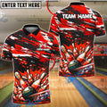 BlueJose Bowling And Pins Paint Impact Customized Name, Team Name 3D Shirt (4 Colors)