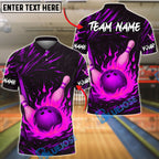 BlueJose Bowling And Pins Fire Impact Customized Name, Team Name 3D Shirt (4 Colors)