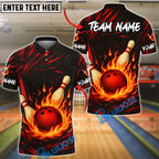 BlueJose Bowling And Pins Fire Impact Customized Name, Team Name 3D Shirt (4 Colors)
