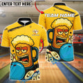 BlueJose Bowling And Pins Funny Beer Mug Customized Name, Team Name 3D Shirt (4 Colors)