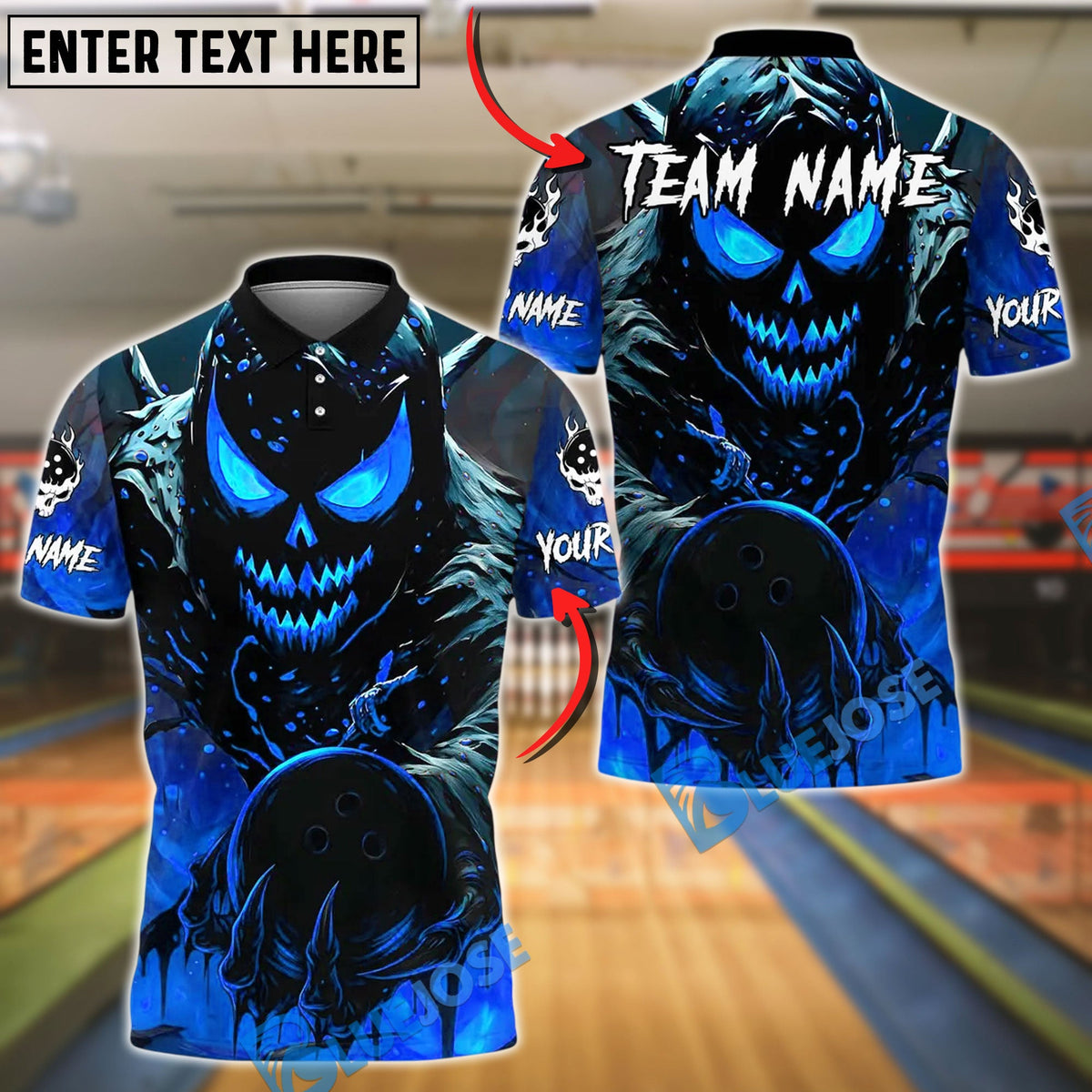 BlueJose Bowling And Pins Evil Pumpkin Demon Customized Name, Team Name 3D Shirt (4 Colors)