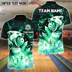BlueJose Bowling And Pins Crystal Polar Bear Customized Name, Team Name 3D Shirt (4 Colors)