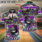 BlueJose Bowling And Pins Graffiti Funny Ball Street Style Customized Name, Team Name 3D Shirt (4 Colors)